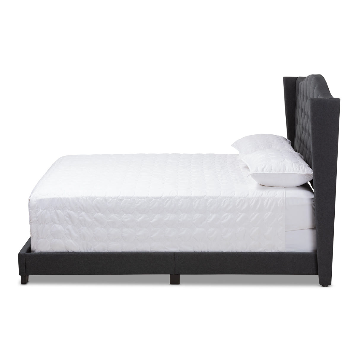 Baxton Studio Alesha Modern and Contemporary Charcoal Grey Fabric Upholstered Queen Size Bed Baxton Studio-0-Minimal And Modern - 3