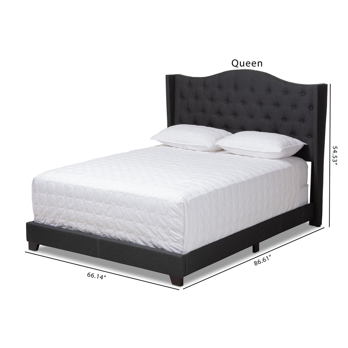 Baxton Studio Alesha Modern and Contemporary Charcoal Grey Fabric Upholstered Queen Size Bed Baxton Studio-0-Minimal And Modern - 10