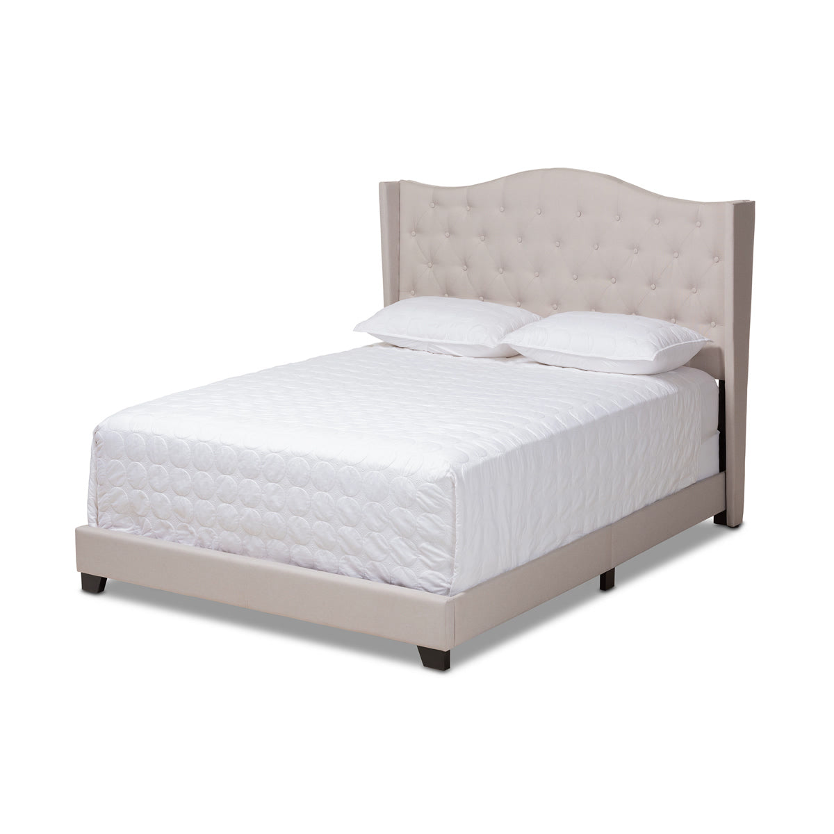 Baxton Studio Alesha Modern and Contemporary Beige Fabric Upholstered Full Size Bed Baxton Studio-0-Minimal And Modern - 1