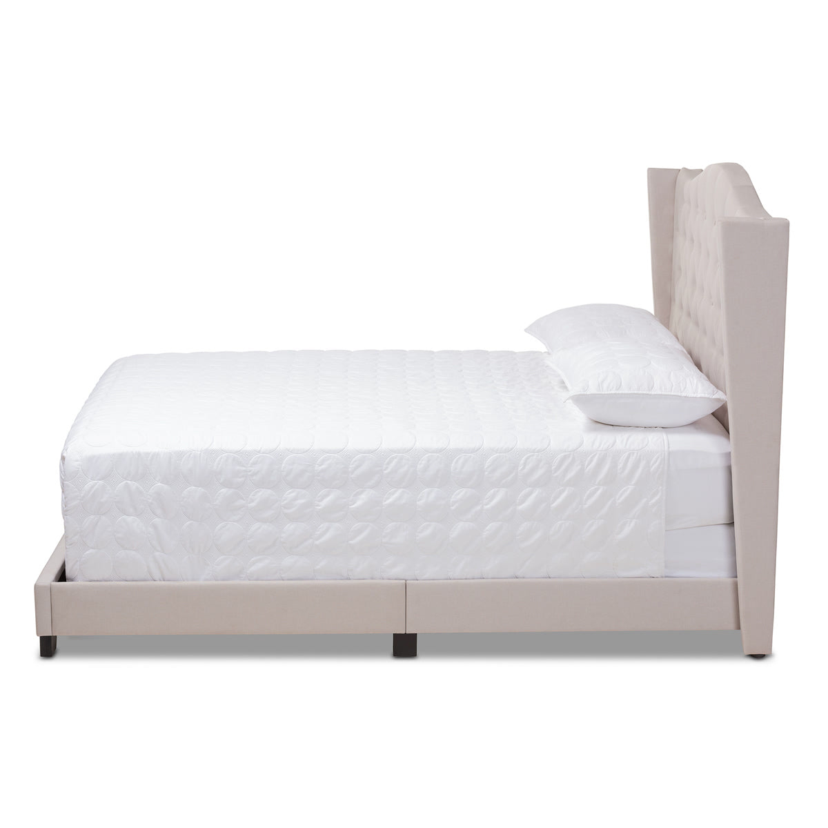 Baxton Studio Alesha Modern and Contemporary Beige Fabric Upholstered Queen Size Bed Baxton Studio-0-Minimal And Modern - 3