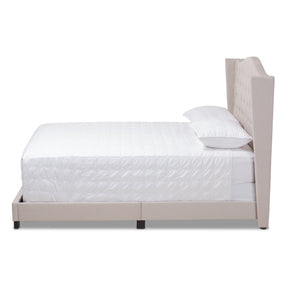 Baxton Studio Alesha Modern and Contemporary Beige Fabric Upholstered King Size Bed Baxton Studio-0-Minimal And Modern - 3