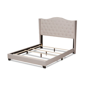 Baxton Studio Alesha Modern and Contemporary Beige Fabric Upholstered King Size Bed Baxton Studio-0-Minimal And Modern - 4