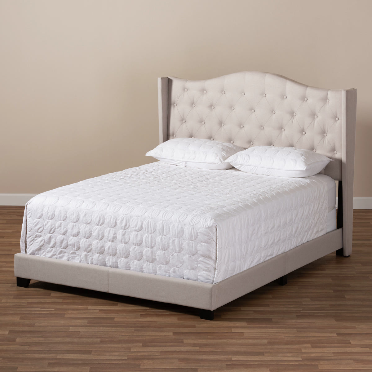 Baxton Studio Alesha Modern and Contemporary Beige Fabric Upholstered Queen Size Bed Baxton Studio-0-Minimal And Modern - 8