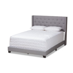 Baxton Studio Brady Modern and Contemporary Light Grey Fabric Upholstered Queen Size Bed Baxton Studio-0-Minimal And Modern - 1