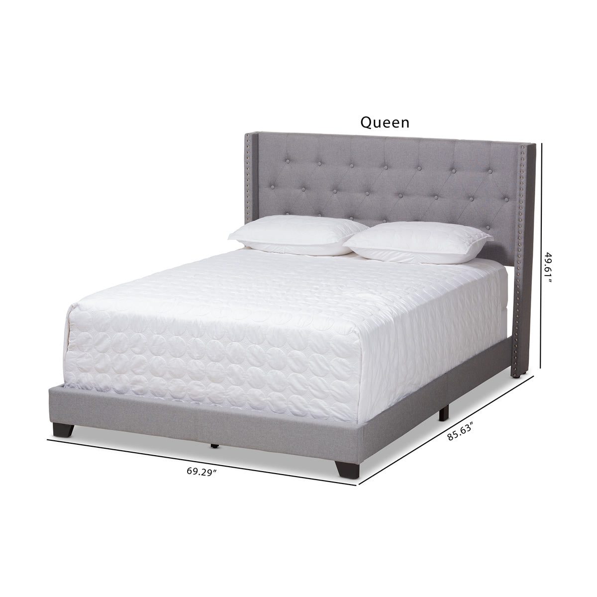 Baxton Studio Brady Modern and Contemporary Light Grey Fabric Upholstered Queen Size Bed Baxton Studio-0-Minimal And Modern - 10
