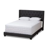 Baxton Studio Brady Modern and Contemporary Charcoal Grey Fabric Upholstered Queen Size Bed Baxton Studio-0-Minimal And Modern - 1