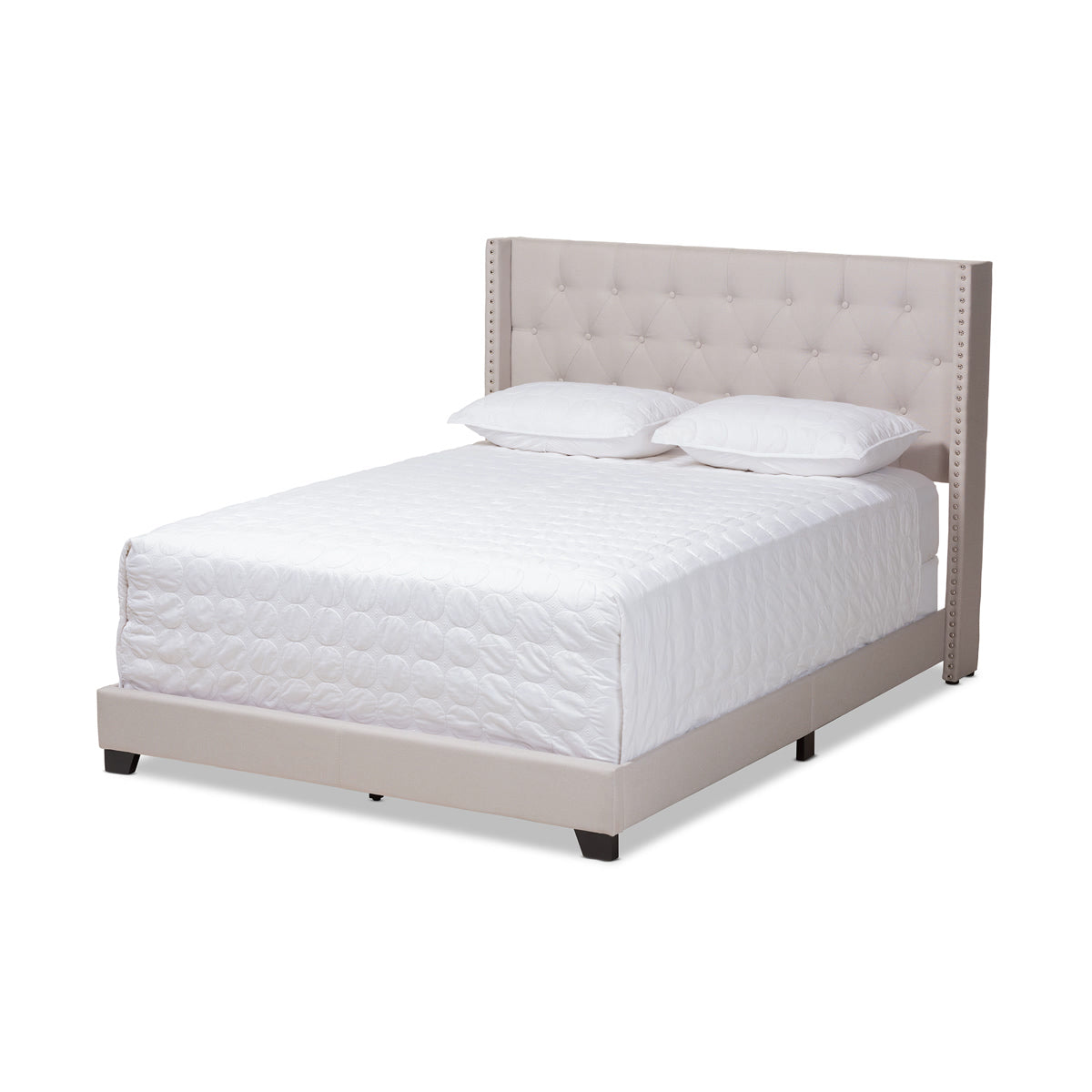 Baxton Studio Brady Modern and Contemporary Beige Fabric Upholstered Full Size Bed Baxton Studio-0-Minimal And Modern - 1