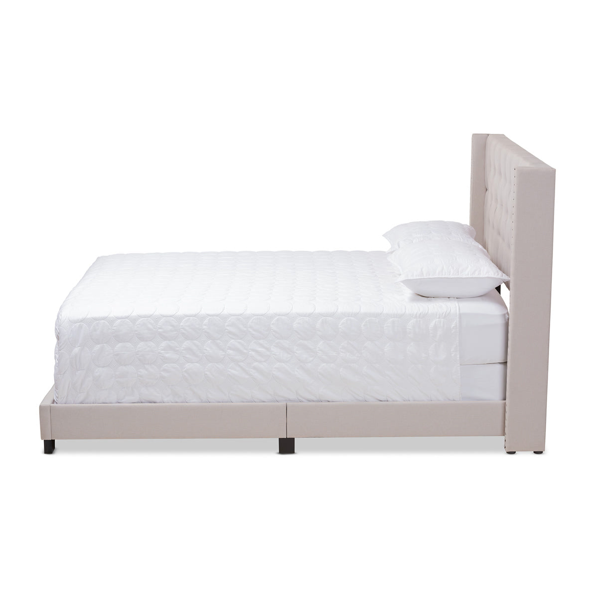 Baxton Studio Brady Modern and Contemporary Beige Fabric Upholstered King Size Bed Baxton Studio-0-Minimal And Modern - 3