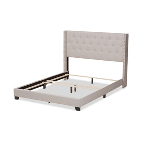 Baxton Studio Brady Modern and Contemporary Beige Fabric Upholstered King Size Bed Baxton Studio-0-Minimal And Modern - 4