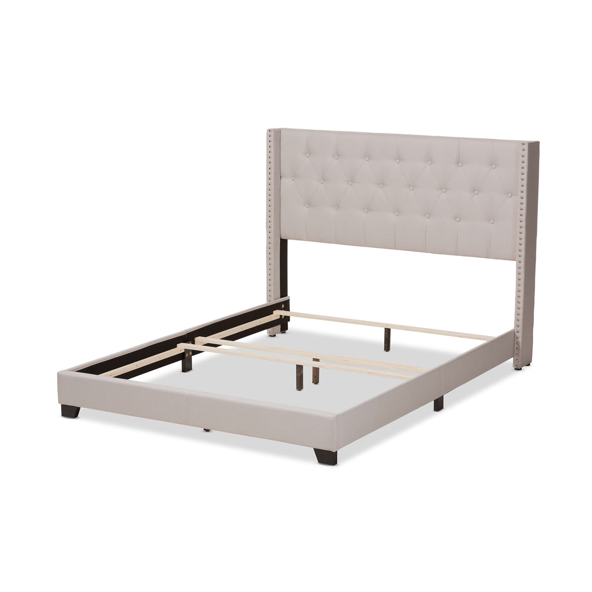 Baxton Studio Brady Modern and Contemporary Beige Fabric Upholstered Queen Size Bed Baxton Studio-0-Minimal And Modern - 4