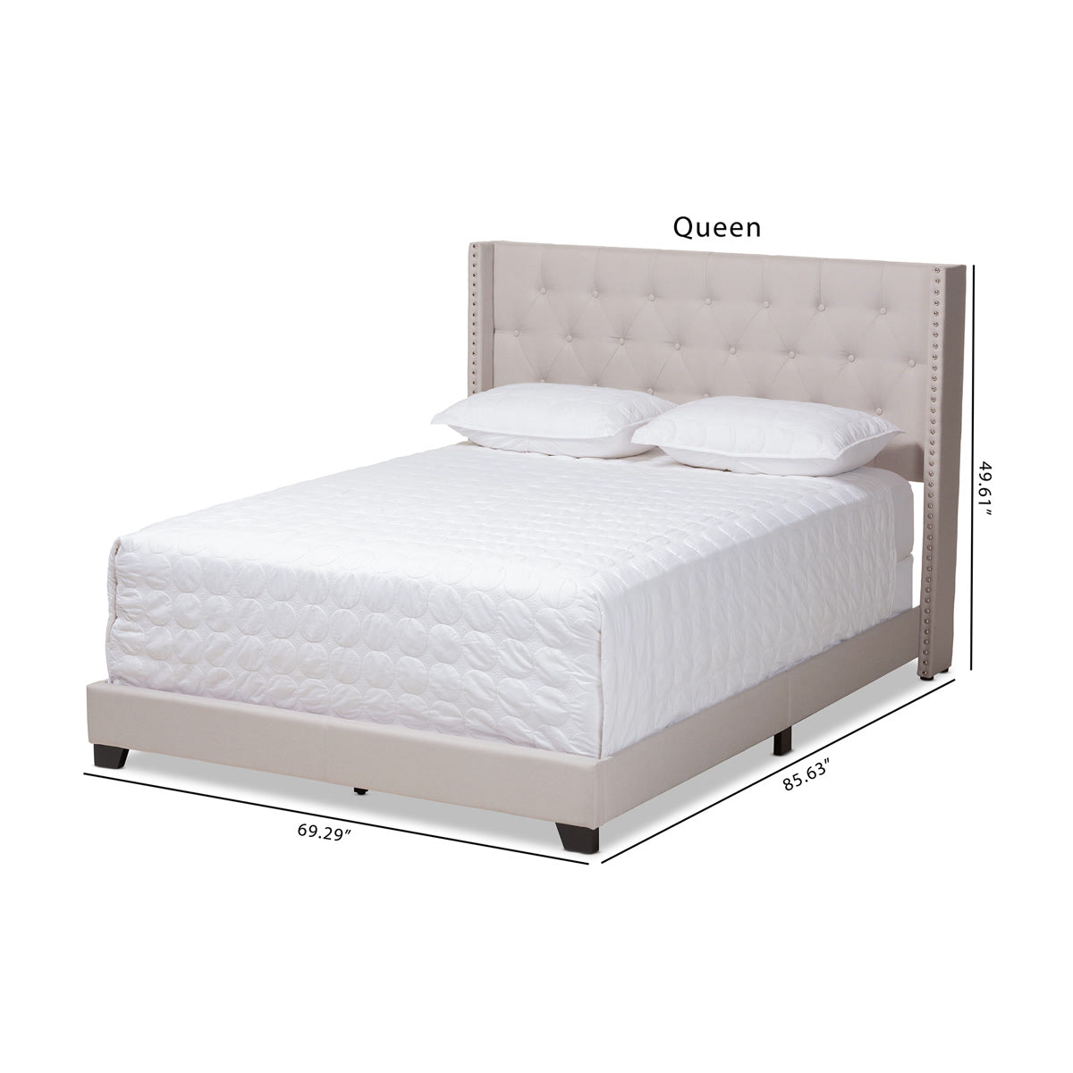 Baxton Studio Brady Modern and Contemporary Beige Fabric Upholstered Queen Size Bed Baxton Studio-0-Minimal And Modern - 10