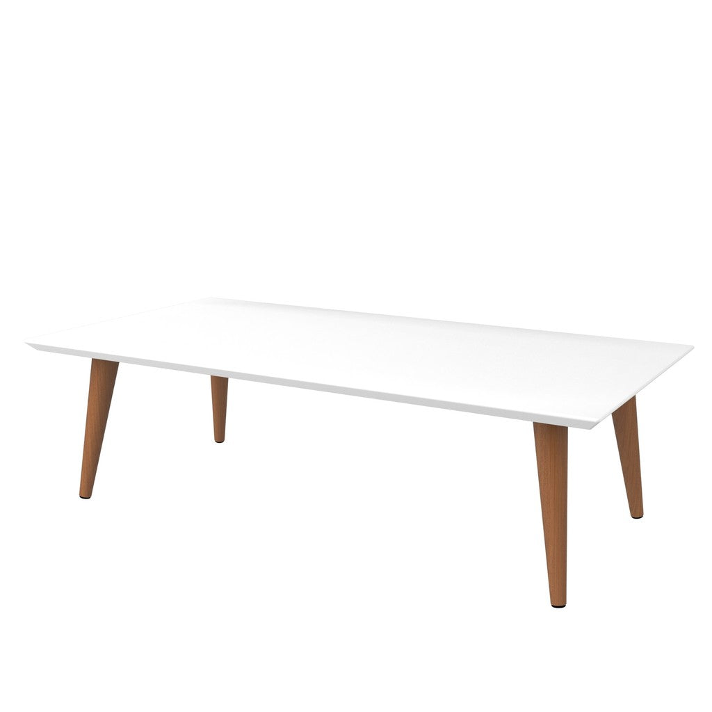 Manhattan Comfort  Utopia 11.81" High  Rectangle Coffee Table with Splayed Legs in Off White  and Maple CreamManhattan Comfort-End Tables - - 1