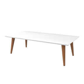 Manhattan Comfort  Utopia 11.81" High  Rectangle Coffee Table with Splayed Legs in Off White  and Maple Cream