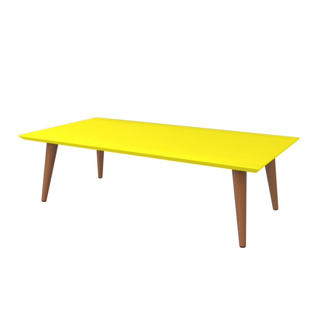 Manhattan Comfort  Utopia 11.81" High  Rectangle Coffee Table with Splayed Legs in Yellow