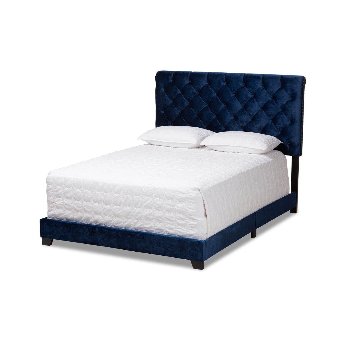 Baxton Studio Candace Luxe and Glamour Navy Velvet Upholstered Full Size Bed Baxton Studio-0-Minimal And Modern - 1