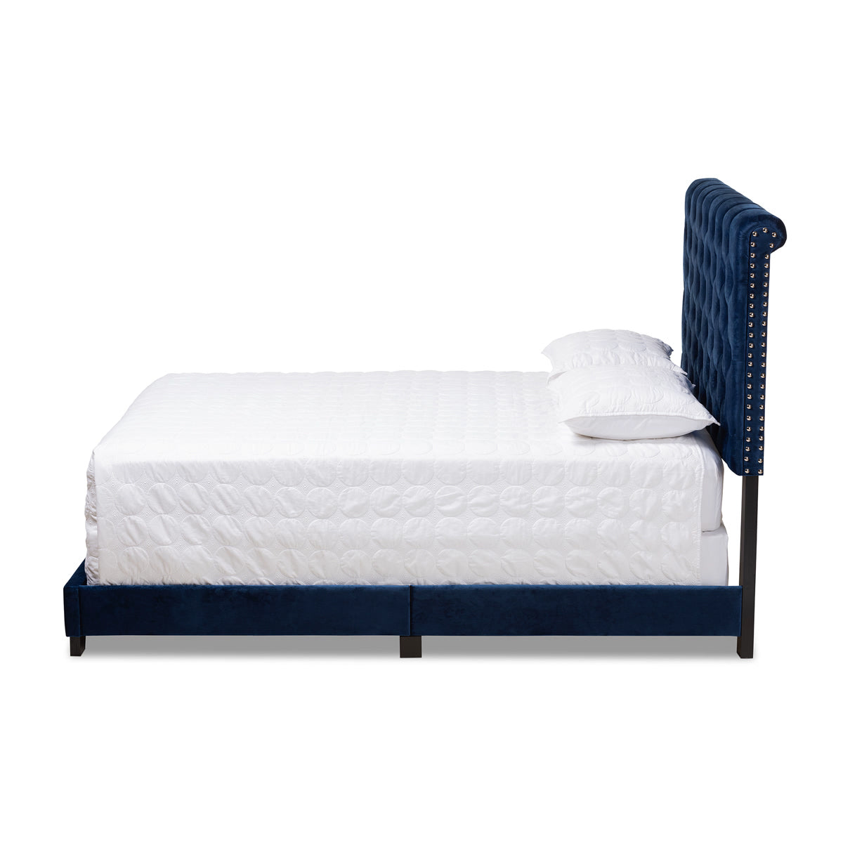 Baxton Studio Candace Luxe and Glamour Navy Velvet Upholstered Queen Size Bed Baxton Studio-0-Minimal And Modern - 3