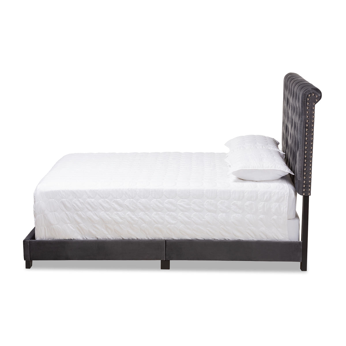 Baxton Studio Candace Luxe and Glamour Dark Grey Velvet Upholstered Full Size Bed Baxton Studio-0-Minimal And Modern - 3
