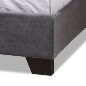 Baxton Studio Candace Luxe and Glamour Dark Grey Velvet Upholstered King Size Bed Baxton Studio-0-Minimal And Modern - 6
