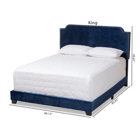 Baxton Studio Darcy Luxe and Glamour Navy Velvet Upholstered Queen Size Bed Baxton Studio-0-Minimal And Modern - 2