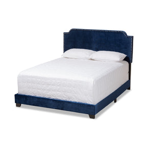 Baxton Studio Darcy Luxe and Glamour Navy Velvet Upholstered Queen Size Bed Baxton Studio-0-Minimal And Modern - 1