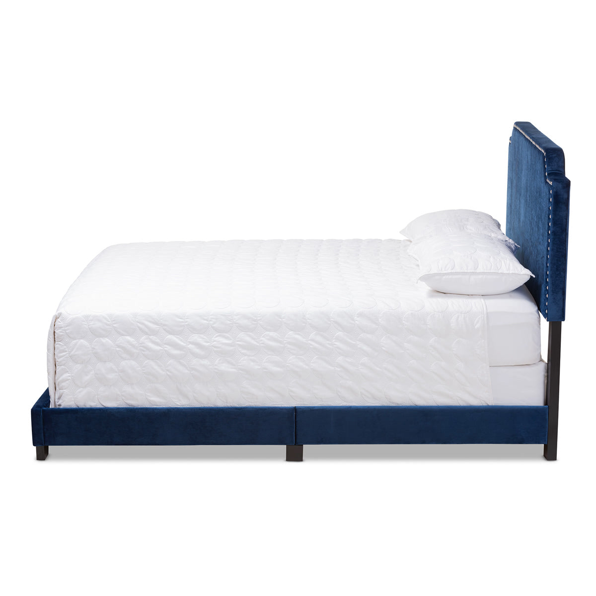 Baxton Studio Darcy Luxe and Glamour Navy Velvet Upholstered Queen Size Bed Baxton Studio-0-Minimal And Modern - 3