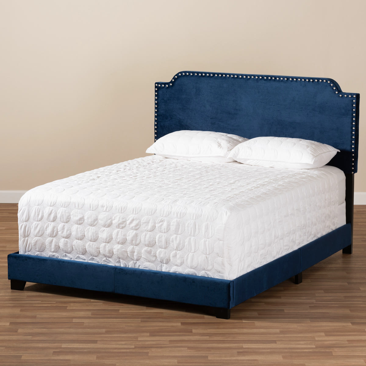 Baxton Studio Darcy Luxe and Glamour Navy Velvet Upholstered Full Size Bed Baxton Studio-0-Minimal And Modern - 8