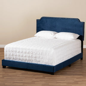 Baxton Studio Darcy Luxe and Glamour Navy Velvet Upholstered Queen Size Bed Baxton Studio-0-Minimal And Modern - 8