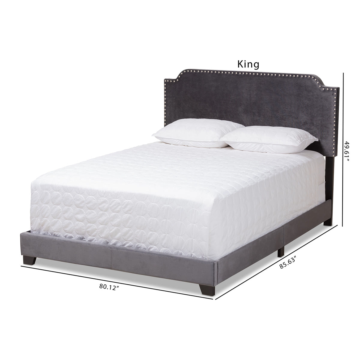 Baxton Studio Darcy Luxe and Glamour Dark Grey Velvet Upholstered King Size Bed Baxton Studio-0-Minimal And Modern - 2