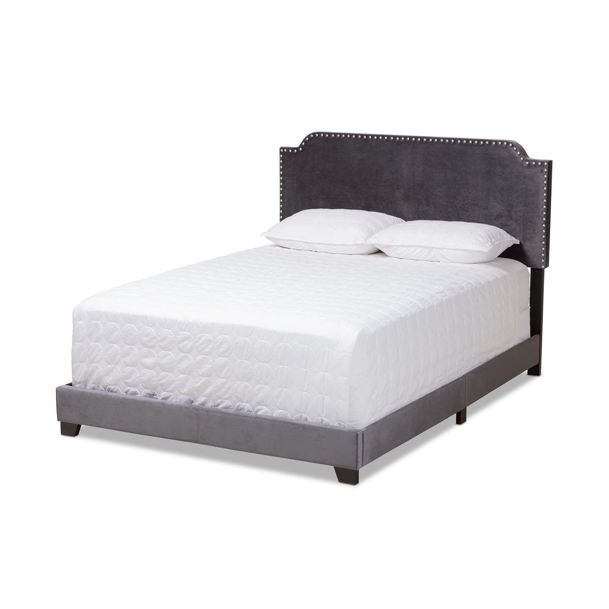 Baxton Studio Darcy Luxe and Glamour Dark Grey Velvet Upholstered Full Size Bed Baxton Studio-0-Minimal And Modern - 1