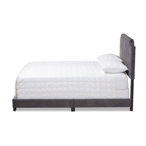 Baxton Studio Darcy Luxe and Glamour Dark Grey Velvet Upholstered Full Size Bed Baxton Studio-0-Minimal And Modern - 3