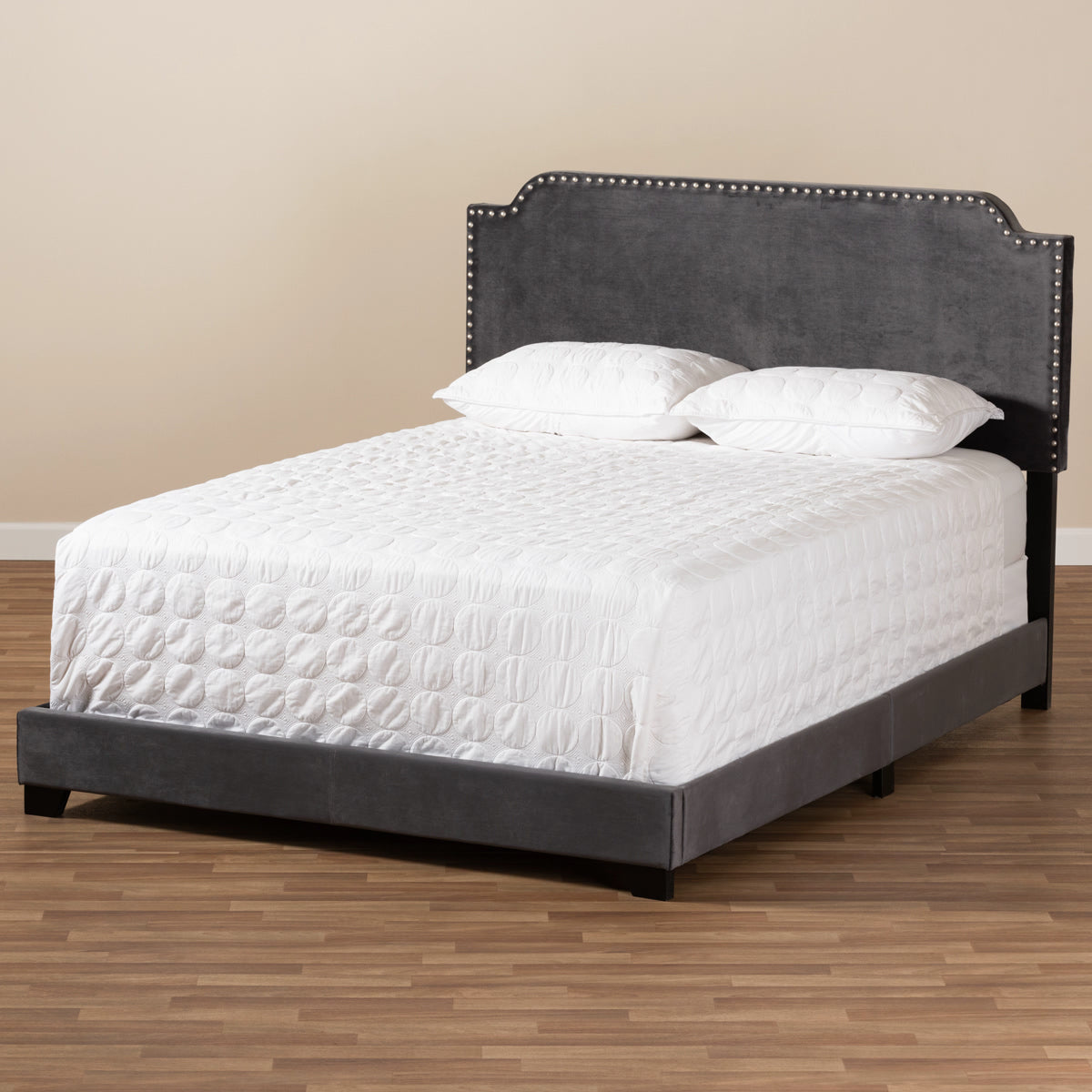 Baxton Studio Darcy Luxe and Glamour Dark Grey Velvet Upholstered Full Size Bed Baxton Studio-0-Minimal And Modern - 8