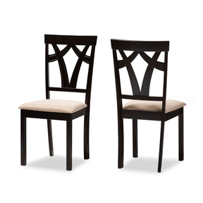 Baxton Studio Sylvia Modern and Contemporary Sand Fabric Upholstered and Espresso Brown Finished Dining Chair Set of 2 Baxton Studio-dining chair-Minimal And Modern - 1