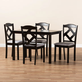 Baxton Studio Ruth Modern and Contemporary Espresso Brown Finished and Grey Fabric Upholstered 5-Piece Dining Set Baxton Studio-0-Minimal And Modern - 3