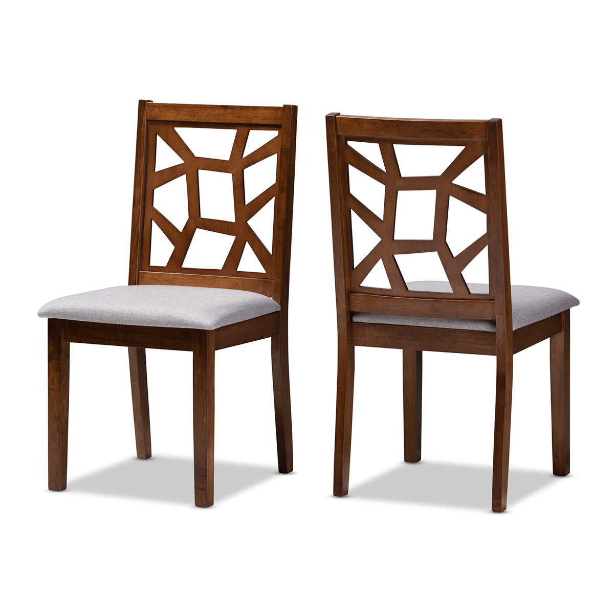 Baxton Studio Abilene Mid-Century Grey Fabric Upholstered and Walnut Brown Finished Dining Chair Set of 2 Baxton Studio-dining chair-Minimal And Modern - 1