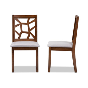 Baxton Studio Abilene Mid-Century Grey Fabric Upholstered and Walnut Brown Finished Dining Chair Set of 2 Baxton Studio-dining chair-Minimal And Modern - 3