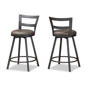 Baxton Studio Arjean Rustic and Industrial Grey Fabric Upholstered Counter Stool Set of 2 Baxton Studio-0-Minimal And Modern - 1