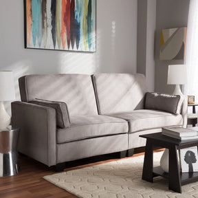 Baxton Studio Felicity Modern and Contemporary Light Gray Fabric Upholstered Sleeper Sofa Baxton Studio-sofas-Minimal And Modern - 3