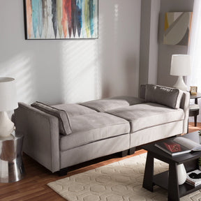 Baxton Studio Felicity Modern and Contemporary Light Gray Fabric Upholstered Sleeper Sofa Baxton Studio-sofas-Minimal And Modern - 4