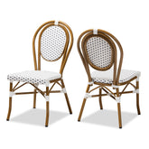 Baxton Studio Gauthier Classic French Indoor and Outdoor Grey and White Bamboo Style Stackable Bistro Dining Chair Set of 2 Baxton Studio-dining chair-Minimal And Modern - 1