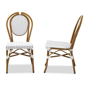 Baxton Studio Gauthier Classic French Indoor and Outdoor Grey and White Bamboo Style Stackable Bistro Dining Chair Set of 2 Baxton Studio-dining chair-Minimal And Modern - 3