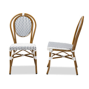 Baxton Studio Gauthier Classic French Indoor and Outdoor Navy and White Bamboo Style Bistro Stackable Dining Chair Set of 2 Baxton Studio-dining chair-Minimal And Modern - 3