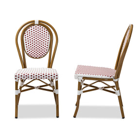 Baxton Studio Gauthier Classic French Indoor and Outdoor Red and White Bamboo Style Stackable Bistro Dining Chair Set of 2 Baxton Studio-dining chair-Minimal And Modern - 3