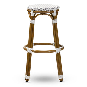 Baxton Studio Joelle Classic French Indoor and Outdoor Grey and White Bamboo Style Stackable Bistro Bar Stool  Baxton Studio-Bar Stools-Minimal And Modern - 2