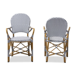 Baxton Studio Seva Classic French Indoor and Outdoor Beige and Red Bamboo Style Stackable Bistro Dining Chair Set of 2 Baxton Studio-dining chair-Minimal And Modern - 2