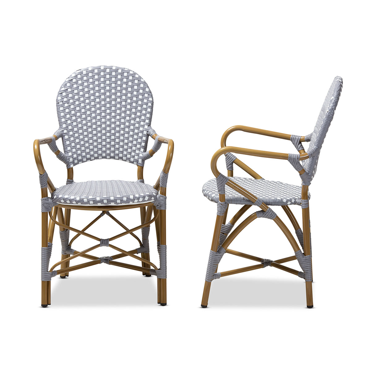 Baxton Studio Seva Classic French Indoor and Outdoor Beige and Red Bamboo Style Stackable Bistro Dining Chair Set of 2 Baxton Studio-dining chair-Minimal And Modern - 3