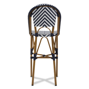Baxton Studio Ilene Classic French Indoor and Outdoor White and Blue Bamboo Style Stackable Bistro Bar Stool  Baxton Studio-Bar Stools-Minimal And Modern - 4