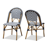 Baxton Studio Celie Classic French Indoor and Outdoor Grey and White Bamboo Style Stackable Bistro Dining Chair Set of 2 Baxton Studio-dining chair-Minimal And Modern - 1