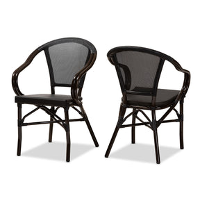 Baxton Studio Artus Classic French Indoor and Outdoor Black Bamboo Style Stackable Bistro Dining Chair Set of 2 Baxton Studio-dining chair-Minimal And Modern - 1