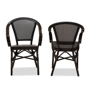 Baxton Studio Artus Classic French Indoor and Outdoor Black Bamboo Style Stackable Bistro Dining Chair Set of 2 Baxton Studio-dining chair-Minimal And Modern - 2