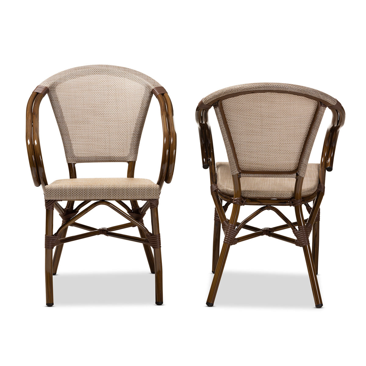 Baxton Studio Artus Classic French Indoor and Outdoor Grey Bamboo Style Stackable Bistro Dining Chair Set of 2 Baxton Studio-dining chair-Minimal And Modern - 2